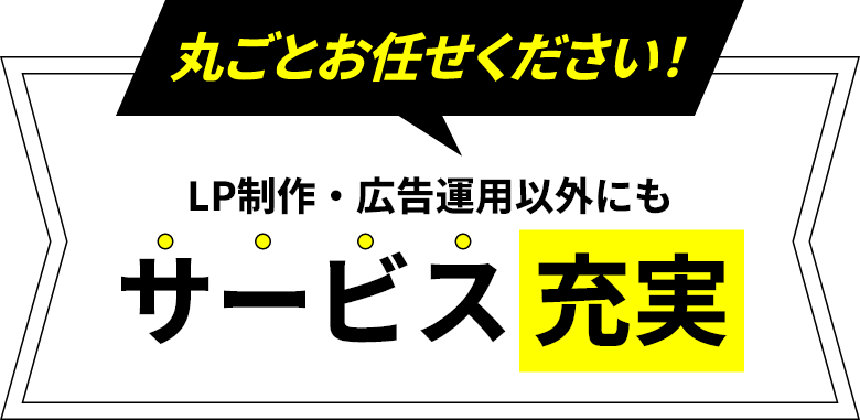 LP制作・広告運用以外にもサービス充実　丸ごとお任せください！
