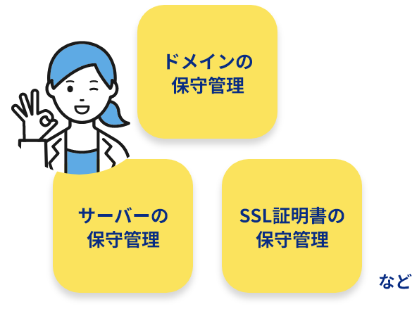 ドメインの保守管理、サーバーの保守管理、SSL証明書の保守管理
